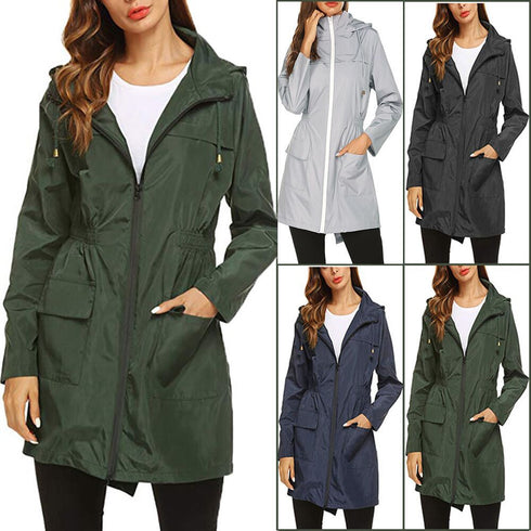 Outdoor Jacket  Waist Hooded  Lightweight Waterproof Raincoat Jacket - ROUTINE FASHION